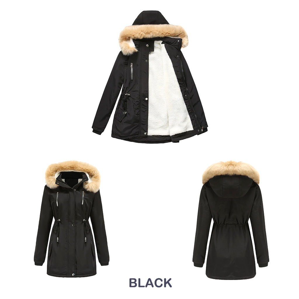 Women's Winter Coat with Detachable Hood – Warm Fleece-Lined Jacket - enhanced image 3