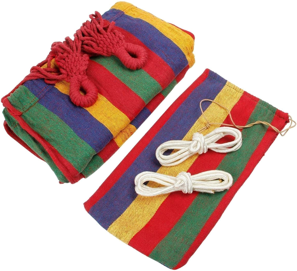 WoneNice™ – Double Cotton Hammock for 2 Persons, Striped Red (Spain Warehouse) - enhanced image 3