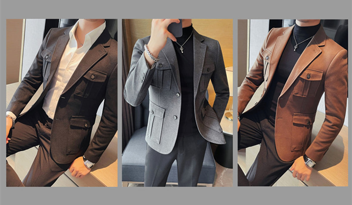 Woolen Suit Men's Single-breasted Suit Jacket - enhanced image 3