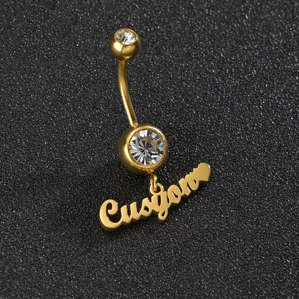 Custom Zircon Alphabet Belly Button Ring – Personalized Body Jewelry - enhanced image 3