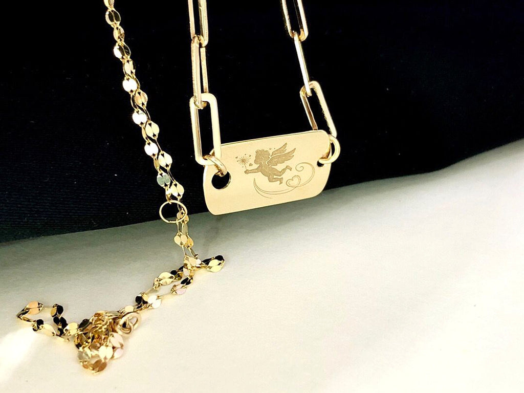 18k gold angel clavicle chain - enhanced image 4