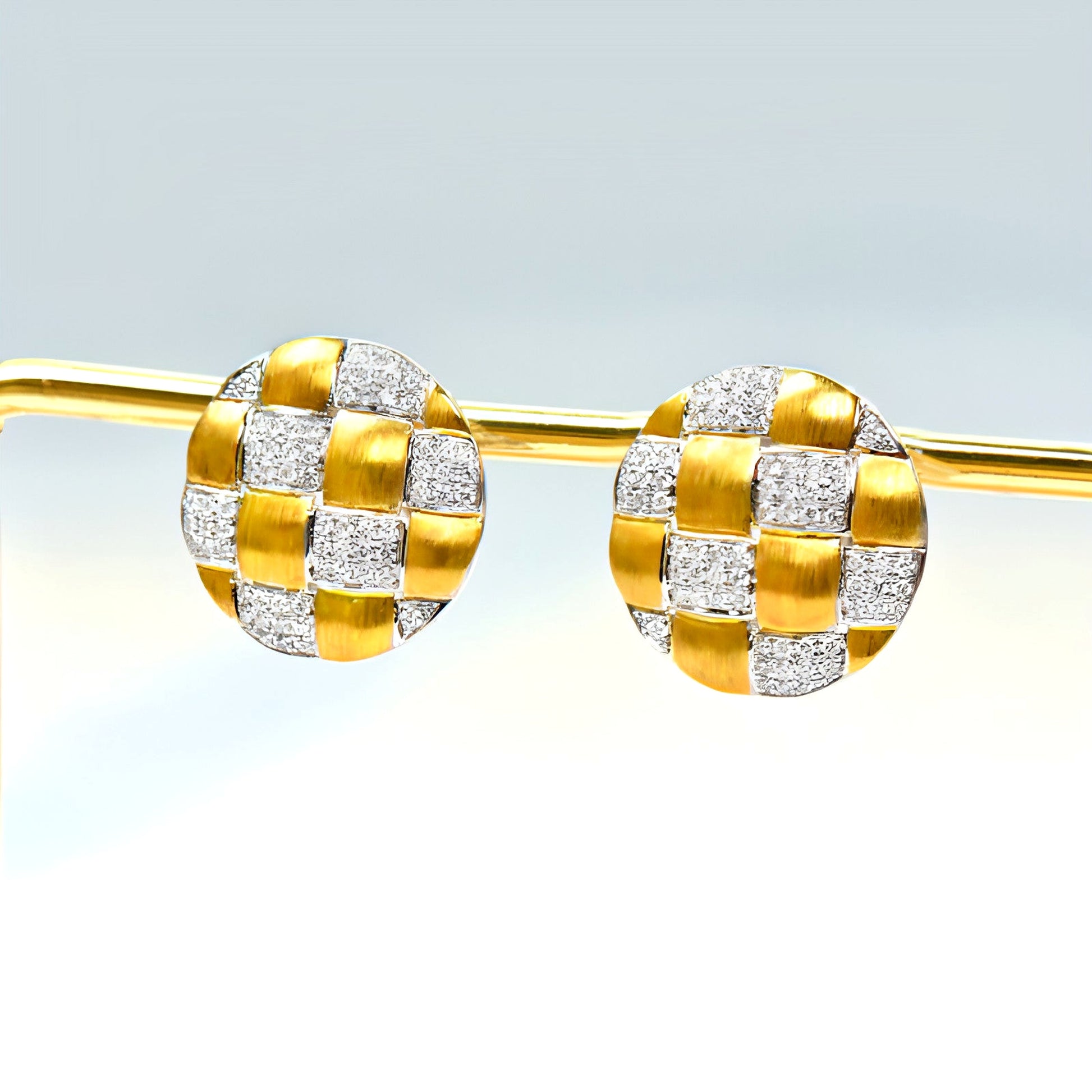 18K Gold Diamond Braided Craft Earrings – Stylish & Unique - enhanced image 4