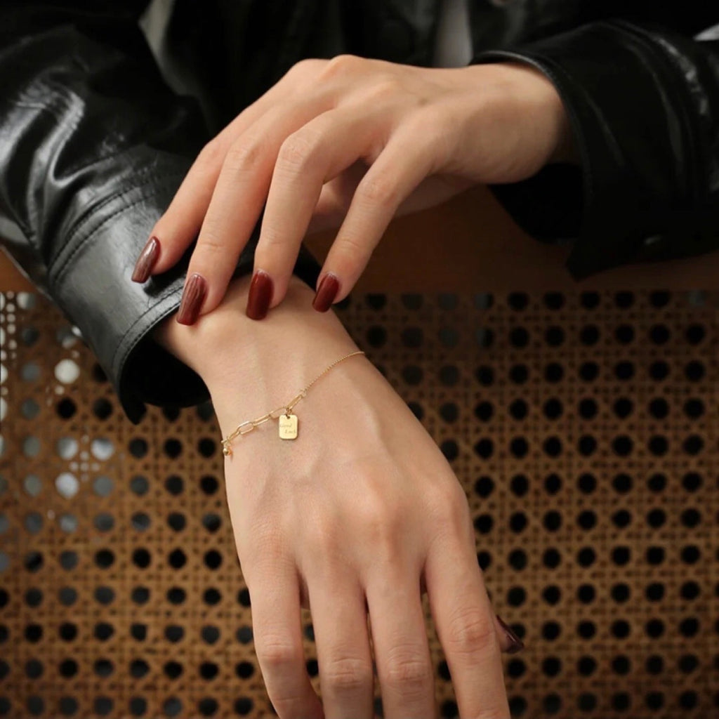18K Gold Square Necklace Bracelet For Women - enhanced image 4