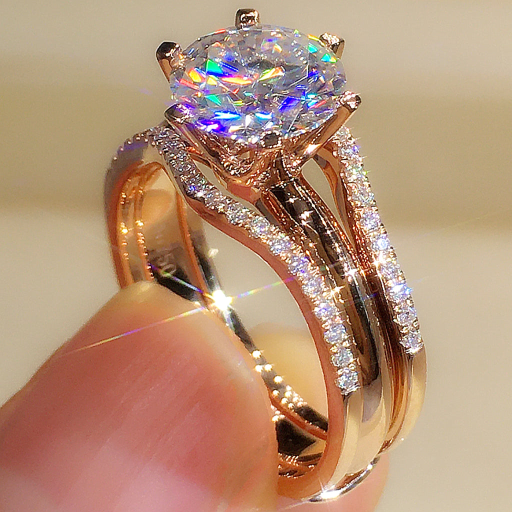 Versatile Elegance: 18K Gold Moissanite Ring Duo - enhanced image 4