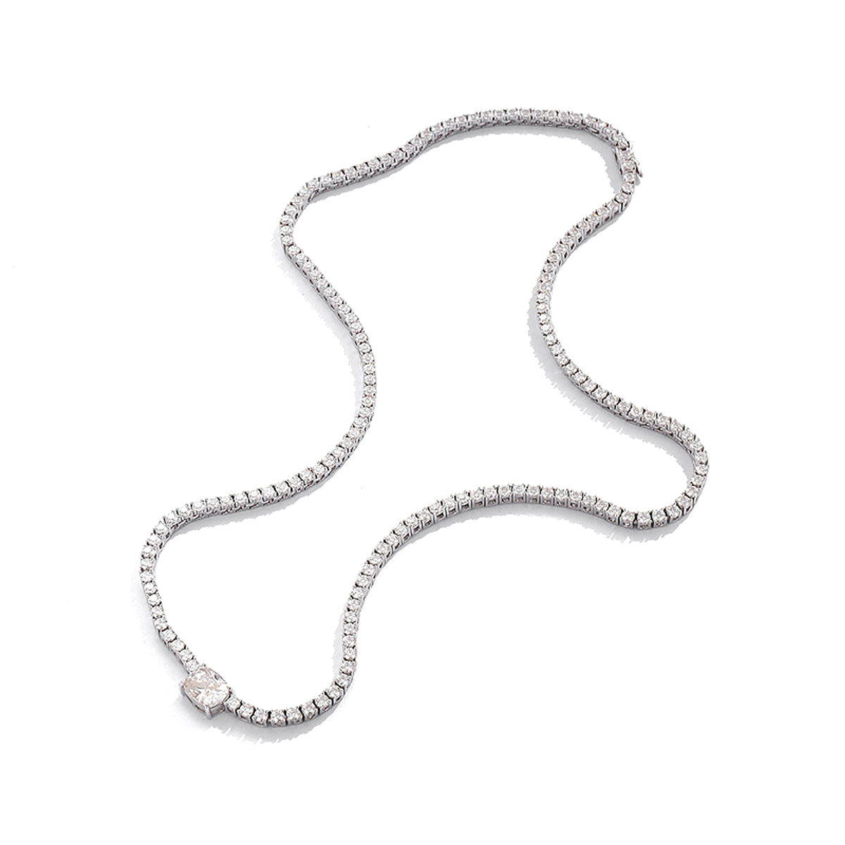 4 Karat Diamond Moissanite Necklace 925 Silver Simple European And American Style Popular - enhanced image 4