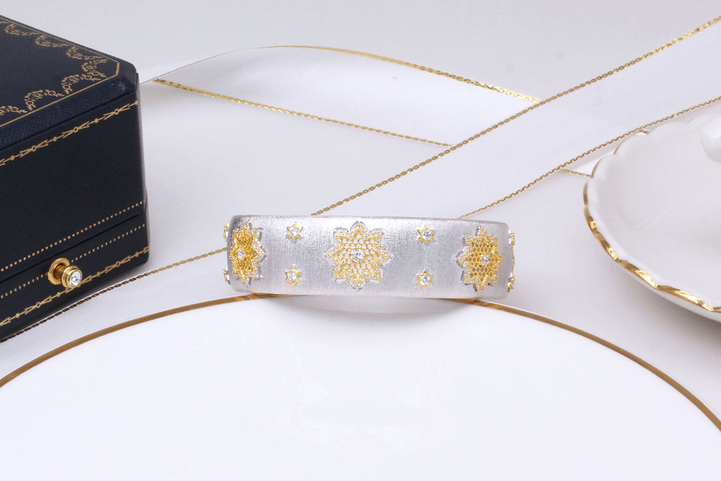 925 Silver Gold Plated Divided Snowflake Bracelet - enhanced image 4