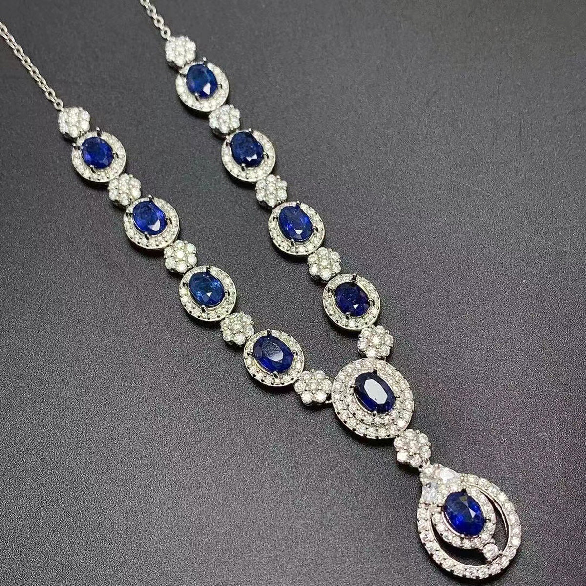 Inlaid Natural Sri Lankan Sapphire Necklace 925 Silver - enhanced image 4