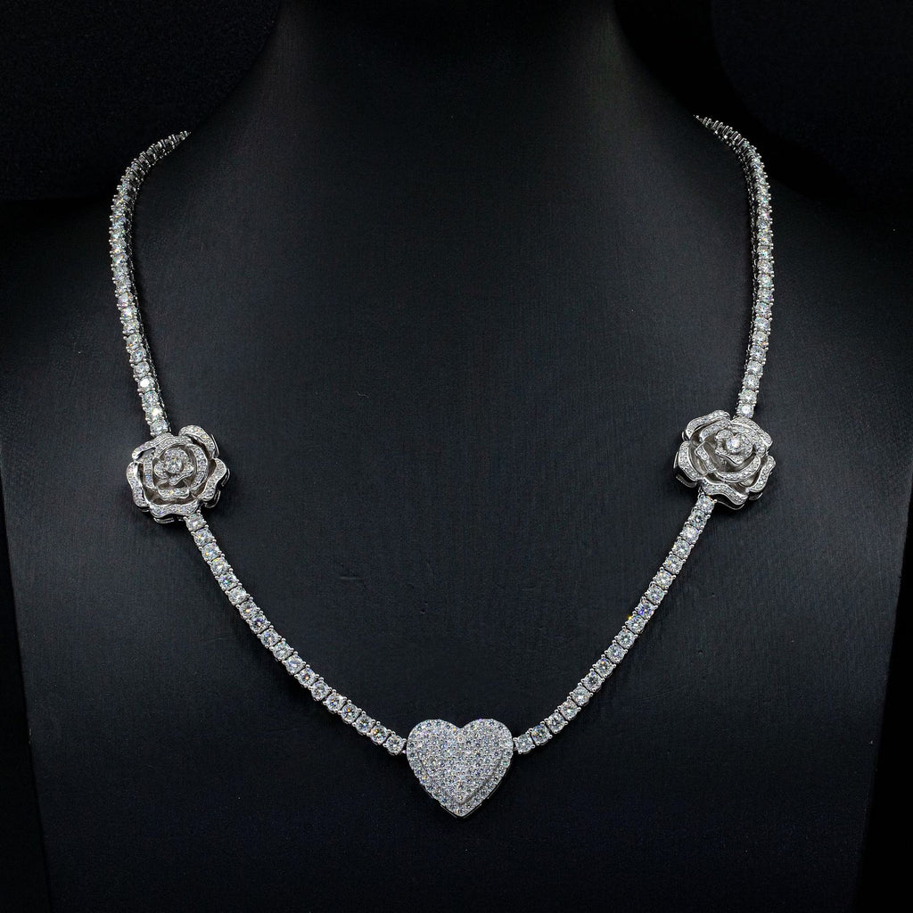 925 Silver Set Moissani Hip-hop Personalized Rose Necklace - enhanced image 4