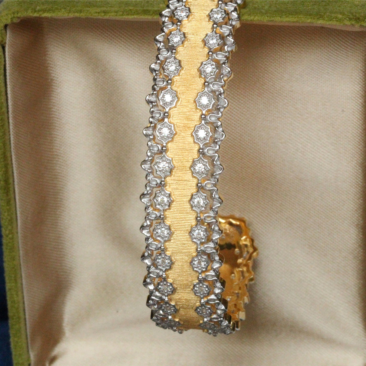 925 Silver Textured Gold Craft Hollow Vintage Bracelet - enhanced image 4
