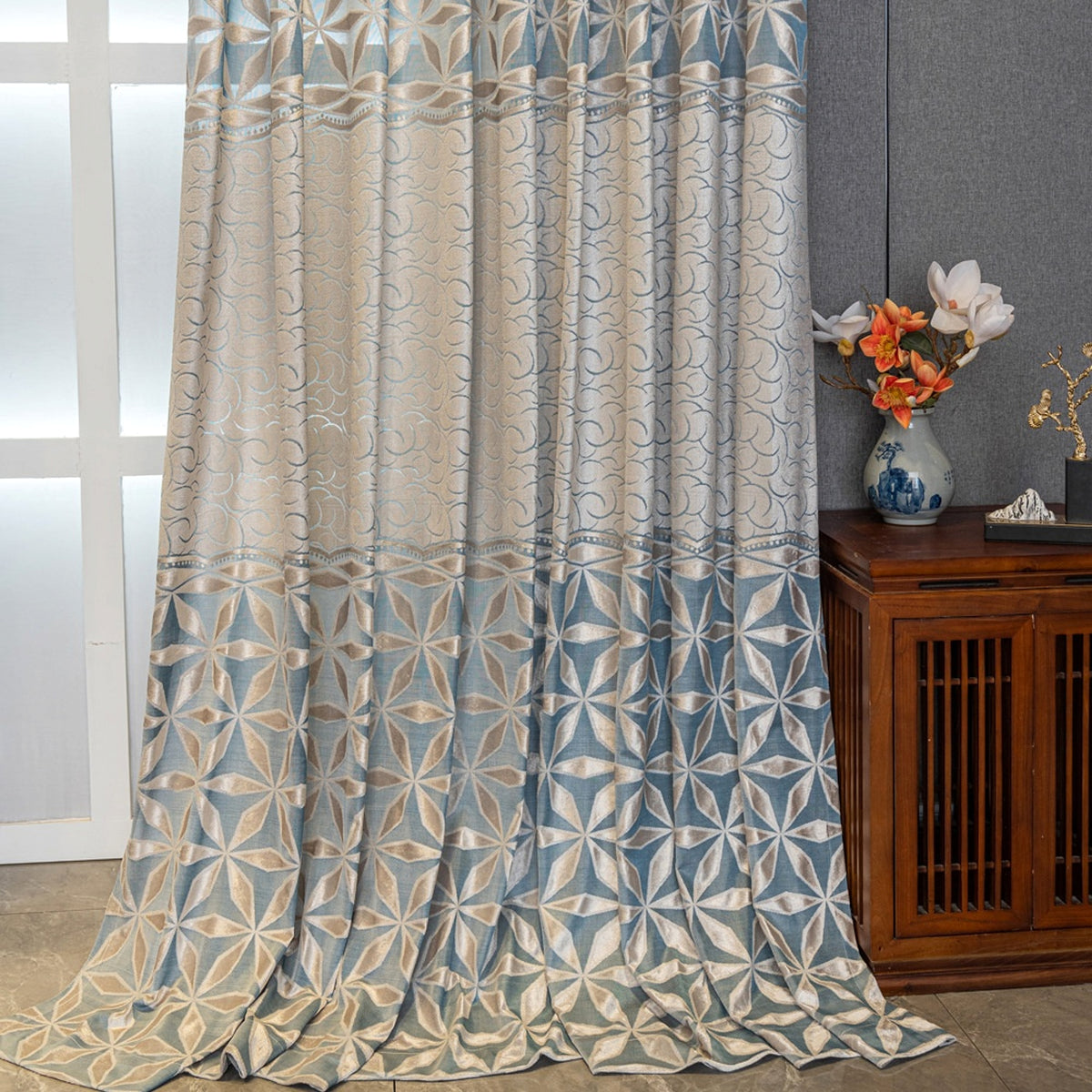 AliciaDrape™ – American Jacquard Curtain in Ice Blue - enhanced image 4