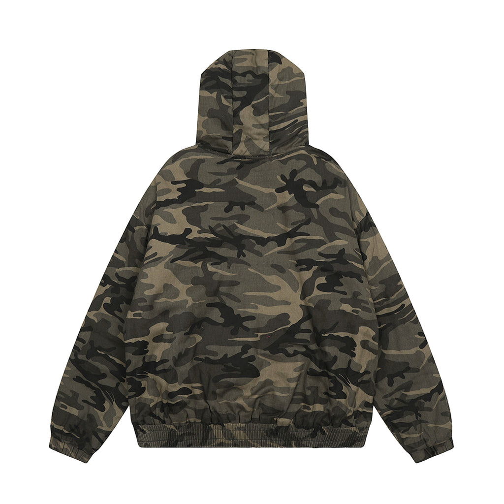 American Retro Camouflage Hooded Cotton Jacket For Men - enhanced image 4