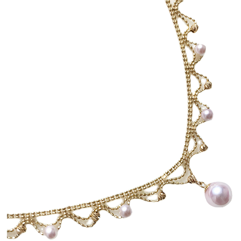Aurora 18K Gold Lace Pearl Necklace - Sea Elegance - enhanced image 4