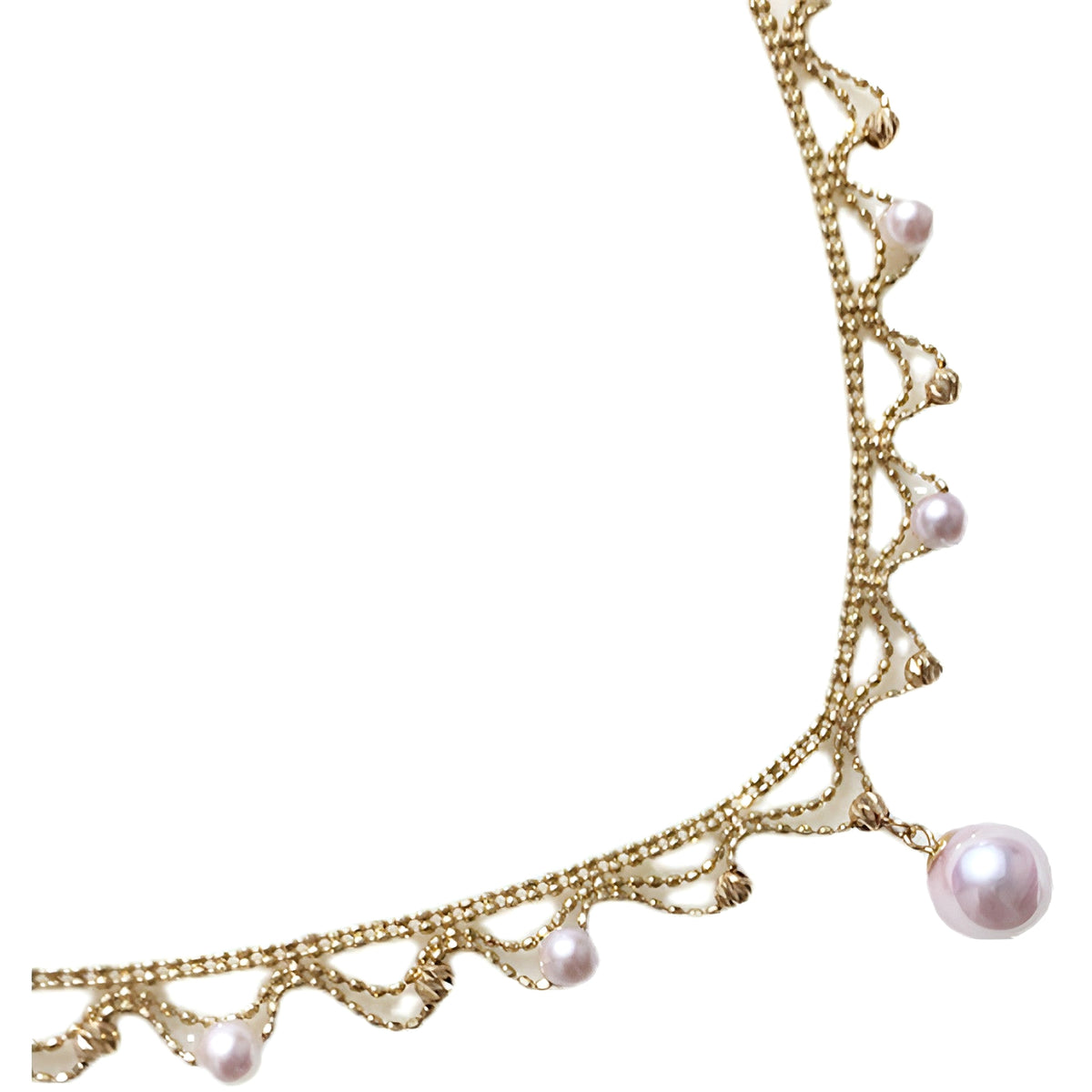 Aurora 18K Gold Lace Pearl Necklace - Sea Elegance - enhanced image 4