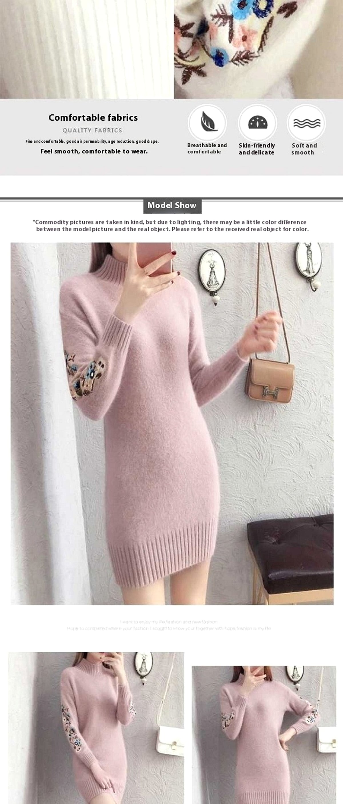Autumn And Winter Fleece-lined Thickened Woolen Dress Sweater - enhanced image 4