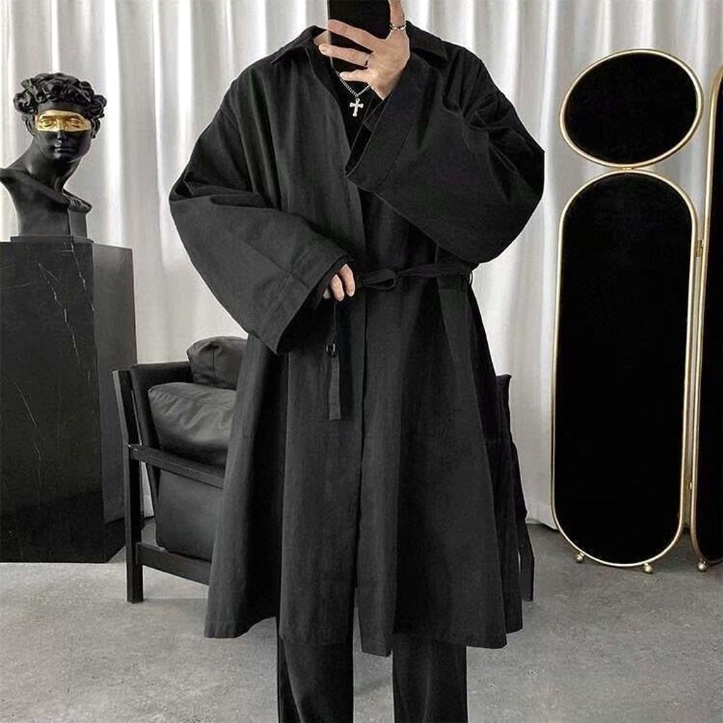 Autumn New Men's Loose Trench Coat Mid-length Coat - enhanced image 4