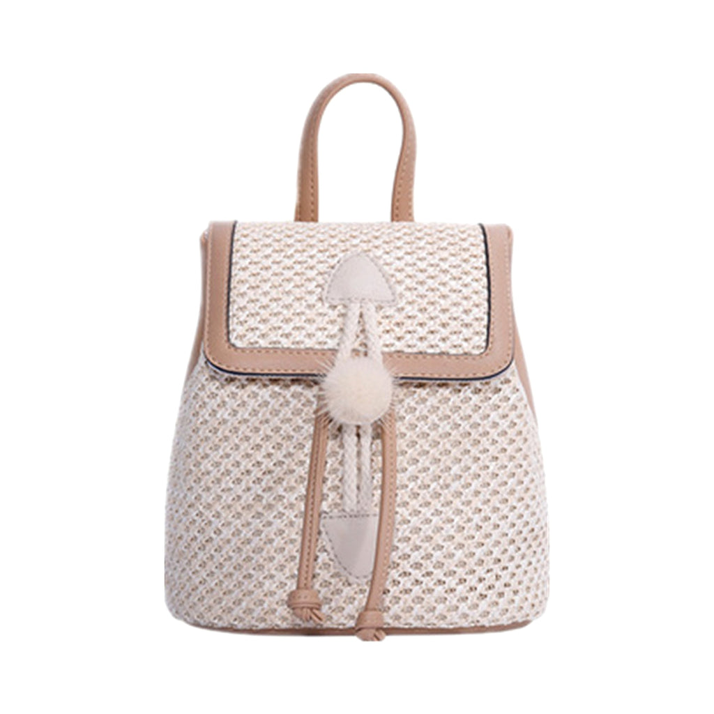 Bellique™ – Woven PU Leather Backpack with Fur Accent - enhanced image 4