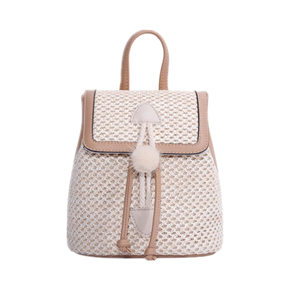 Bellique™ – Woven PU Leather Backpack with Fur Accent - enhanced image 4