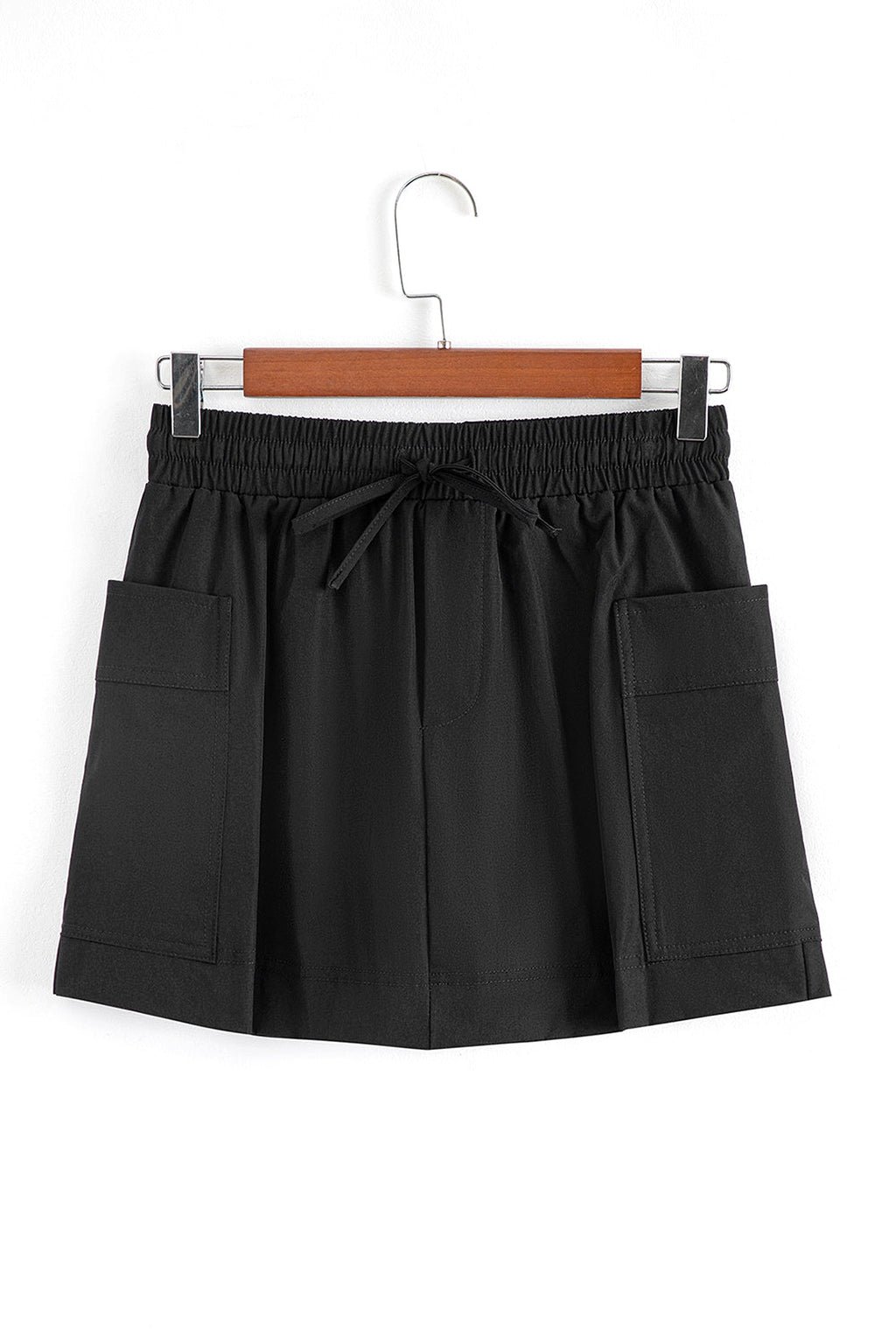 Black Cargo Pocket Elastic Waist Active Casual Skort - enhanced image 4