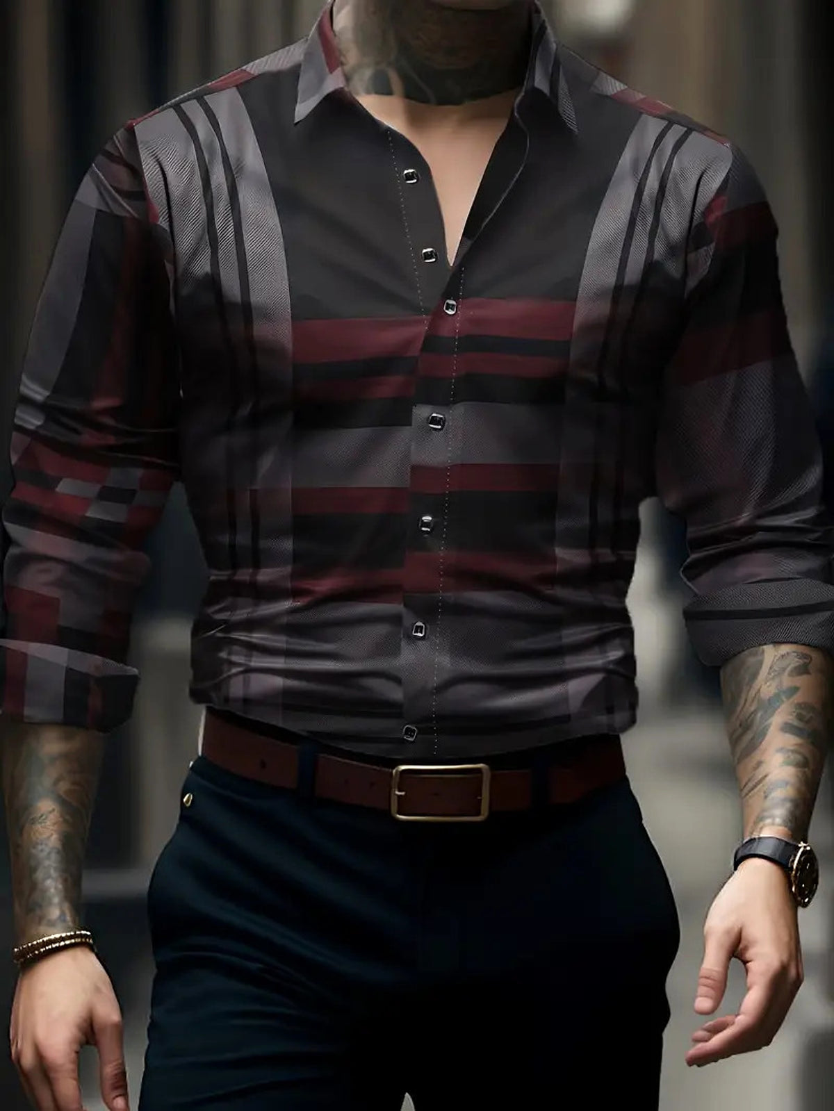 Volkswagen Casual Men's Lattice Long-Sleeve Shirt – Breathable & Versatile - enhanced image 4
