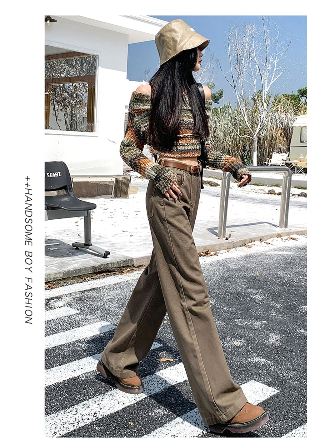Brown High Waist Retro Jeans - enhanced image 4