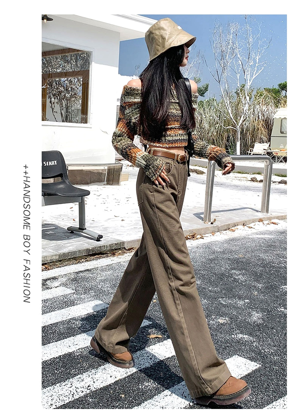 Brown High Waist Retro Jeans - enhanced image 4