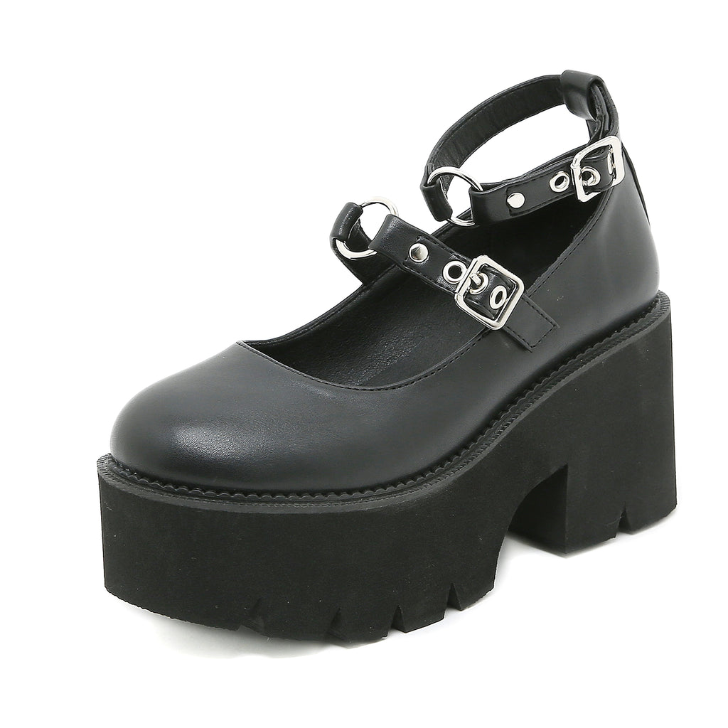 Buckle British Style Retro Platform Shoes - enhanced image 4