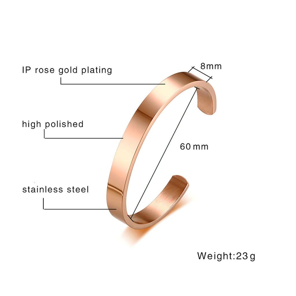 Can Be Engraved Light Body Opening Titanium Steel Men's Bracelet - enhanced image 4