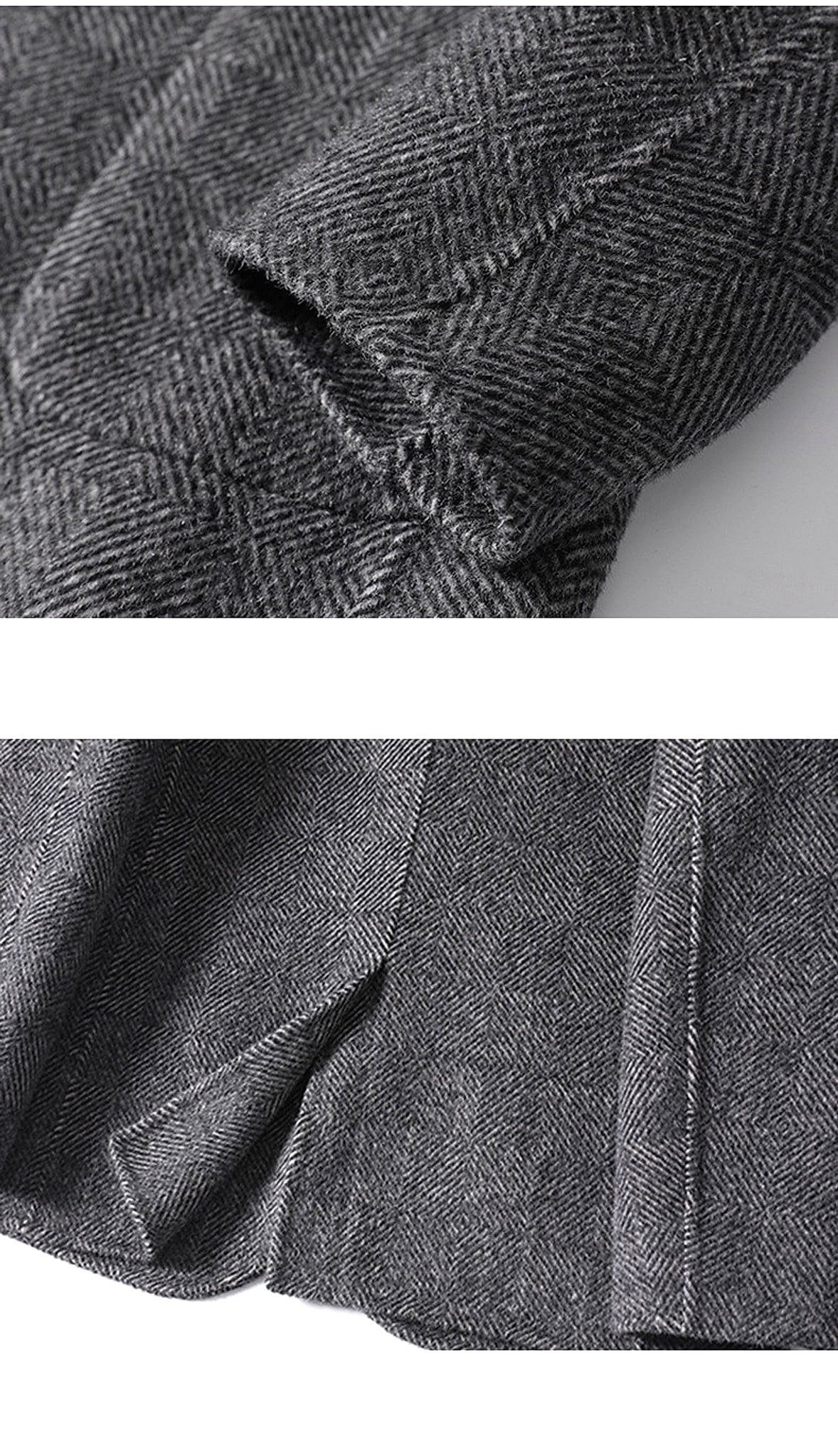 Cashmere Wool Trench Coat Winter Plaid Long Casual Coat Jacke Men - enhanced image 4