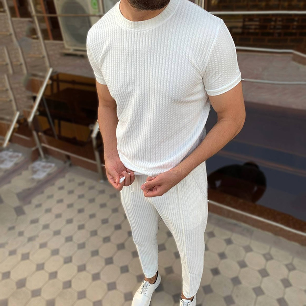 A1. Casual Solid Color Sports Suit (Tracksuit) - enhanced image 4