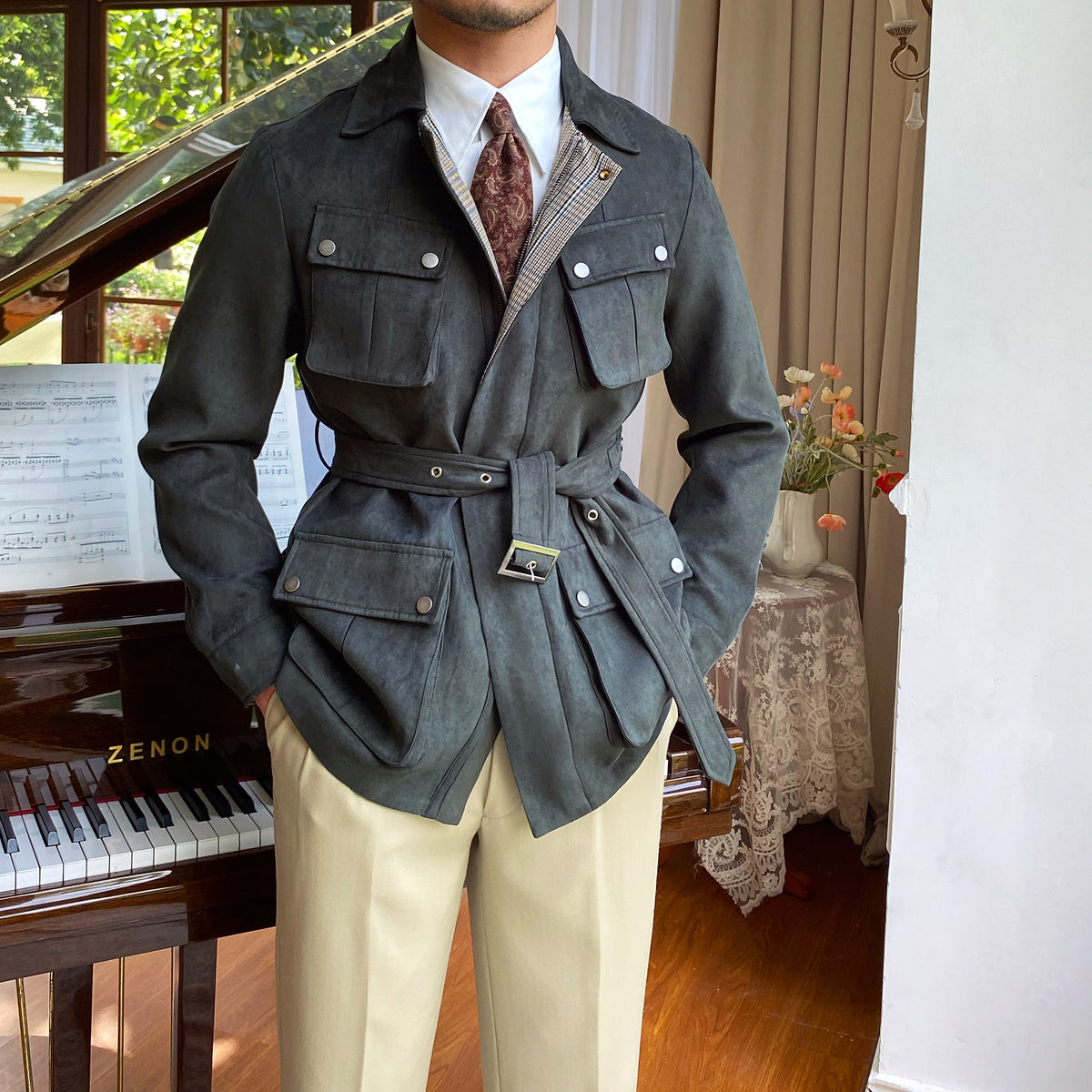 Casual Suede Warm Jacket For Men - enhanced image 4