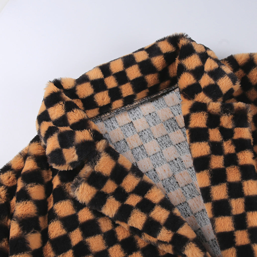 Checkerboard Plaid Sweater Women Street Hipster Blouse - enhanced image 4