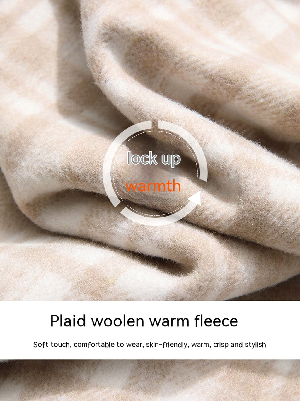 Checkered Lamb Cashmere Patchwork Cotton Jacket For Women - enhanced image 4