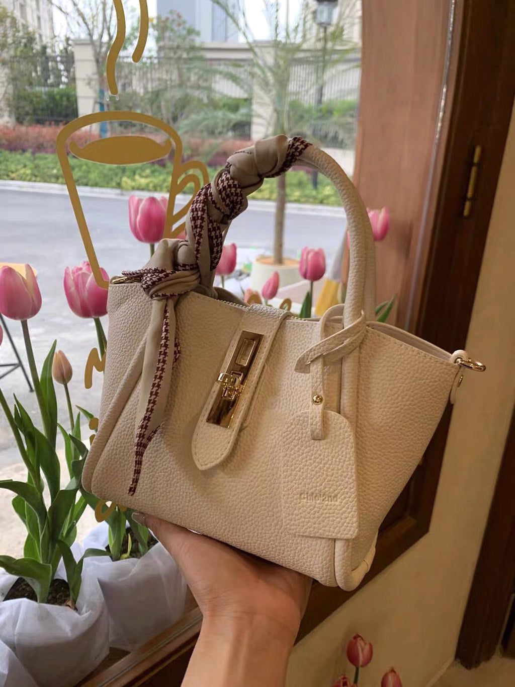 CityEdit™ – Litchi Luxe Tote with Scarf Handle - enhanced image 4