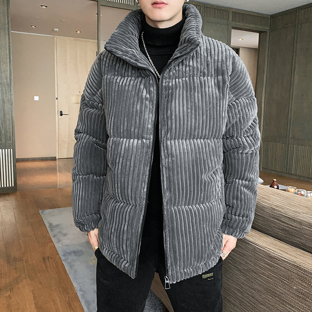 Corduroy Padded Jacket Men Winter Thickening - enhanced image 4