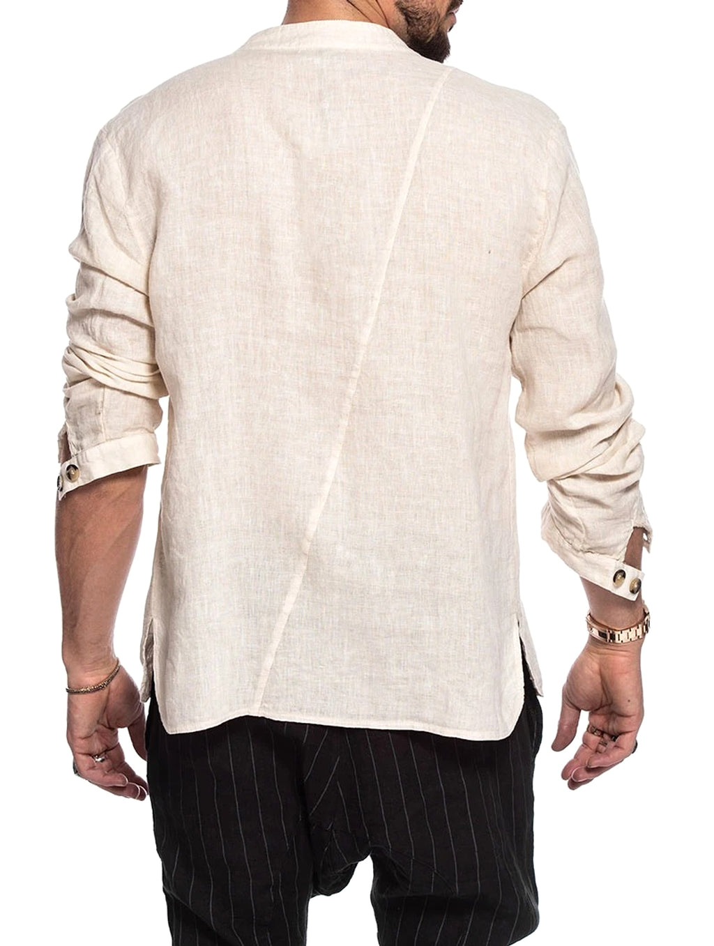 Cotton Linen Men's Long Sleeve DressShirt - enhanced image 4
