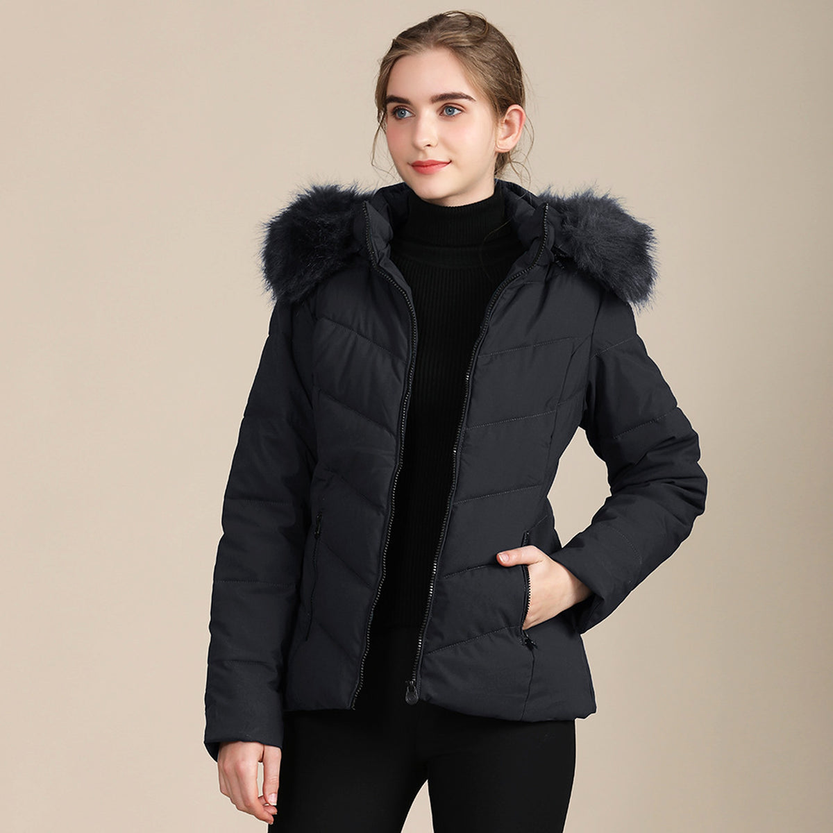 Cotton-padded Jacket With Standing Collar For Women - enhanced image 4