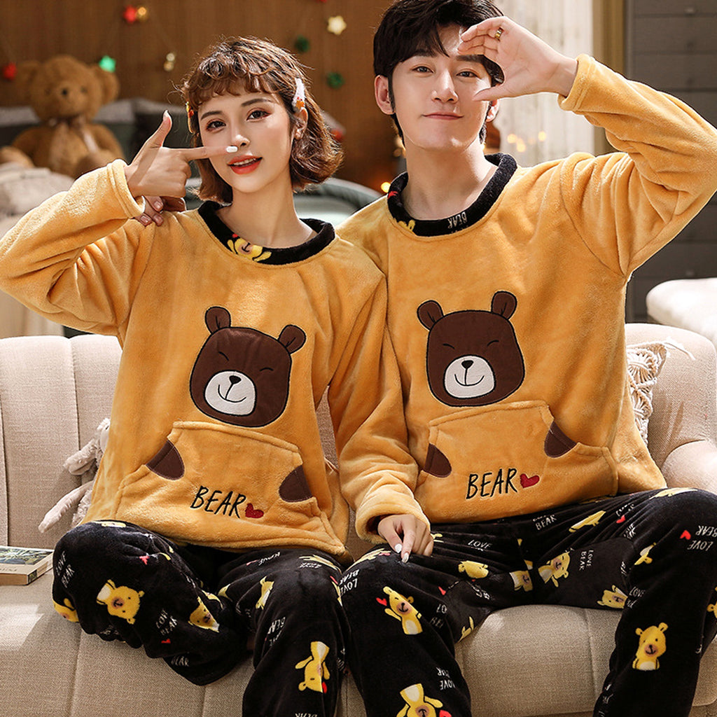 Couples Warm And Velvet Thickened Flannel Home Service Pajamas Set - enhanced image 4