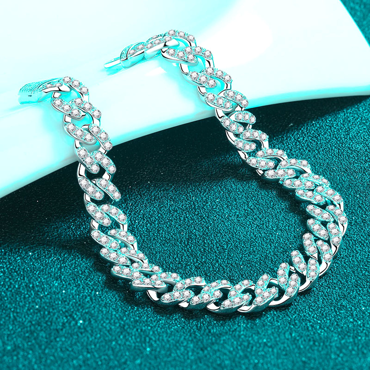 Cuban Link Chain Moissanite Bracelet - enhanced image 4