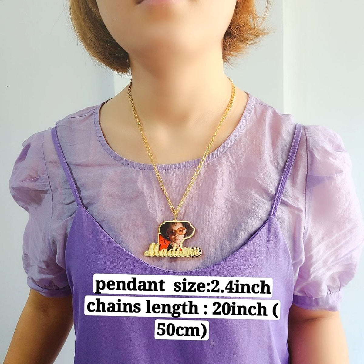 Custom Name Children's Painting Photo Necklace Artwork - enhanced image 4
