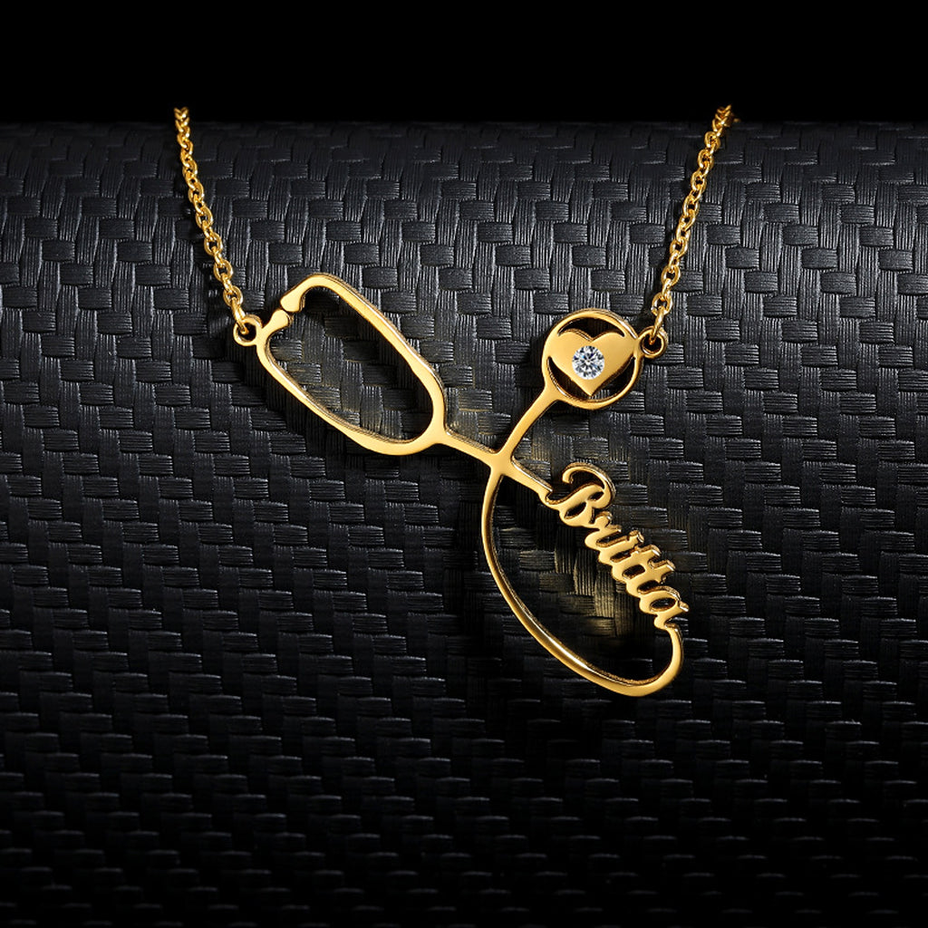 Custom Engraved Stethoscope Name Necklace – The Perfect Gift for Medical Professionals! - enhanced image 4
