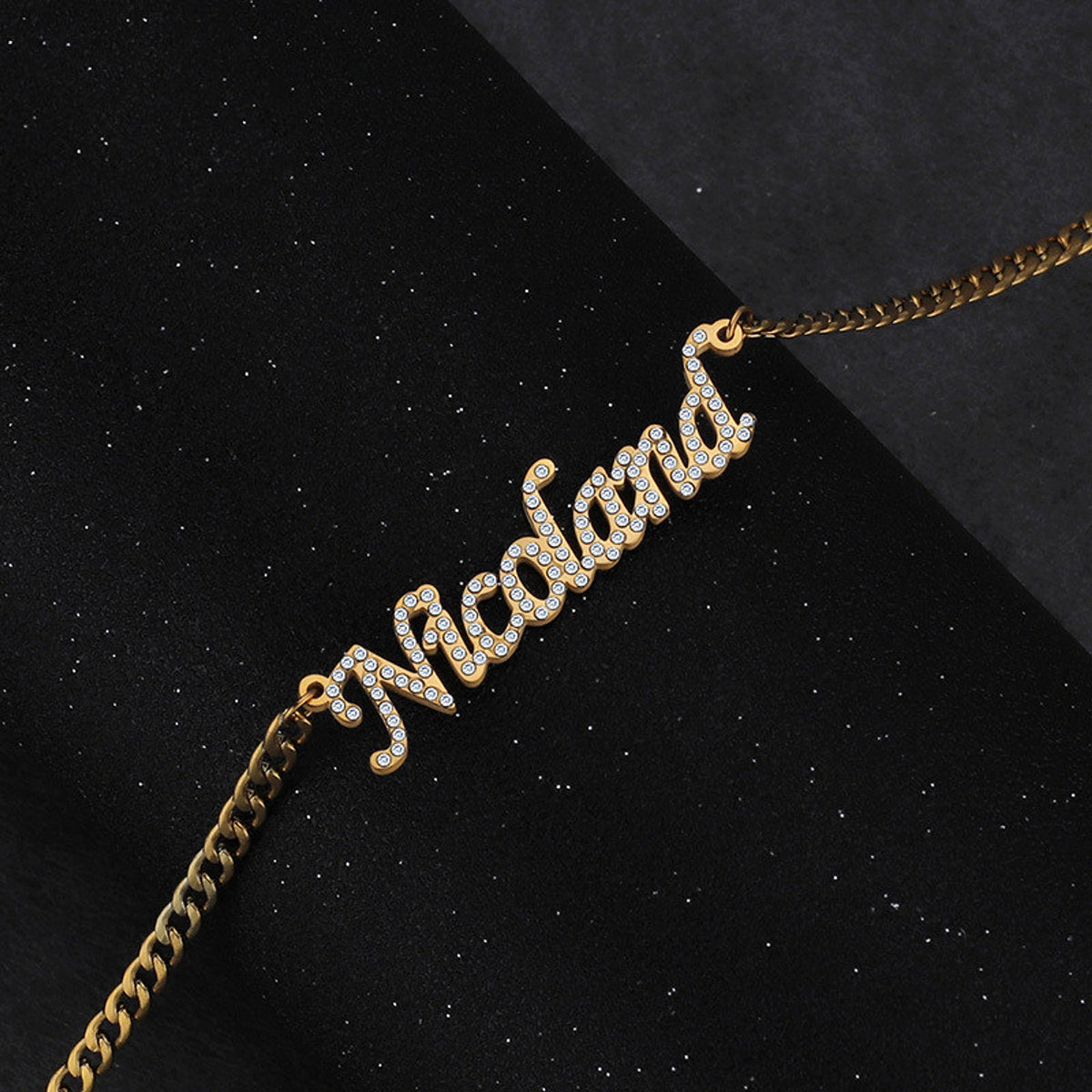 DIY One Piece Cut Name Jewelry Letter Zircon Diamond Necklace - enhanced image 4