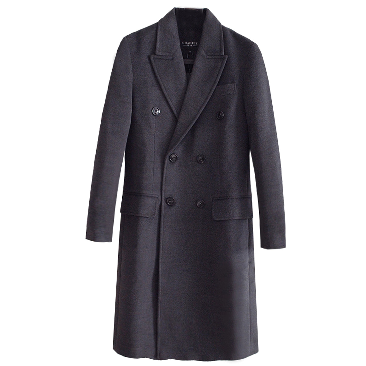 Double Breasted Long Sleeve Long Cashmere Trench Coat Large Size - enhanced image 4