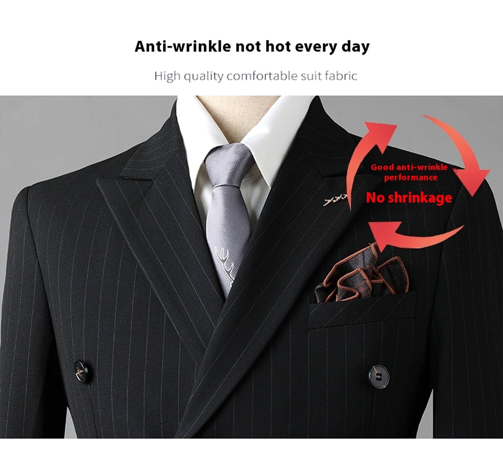 Double Breasted Stripes Suit Men's Suits - enhanced image 4