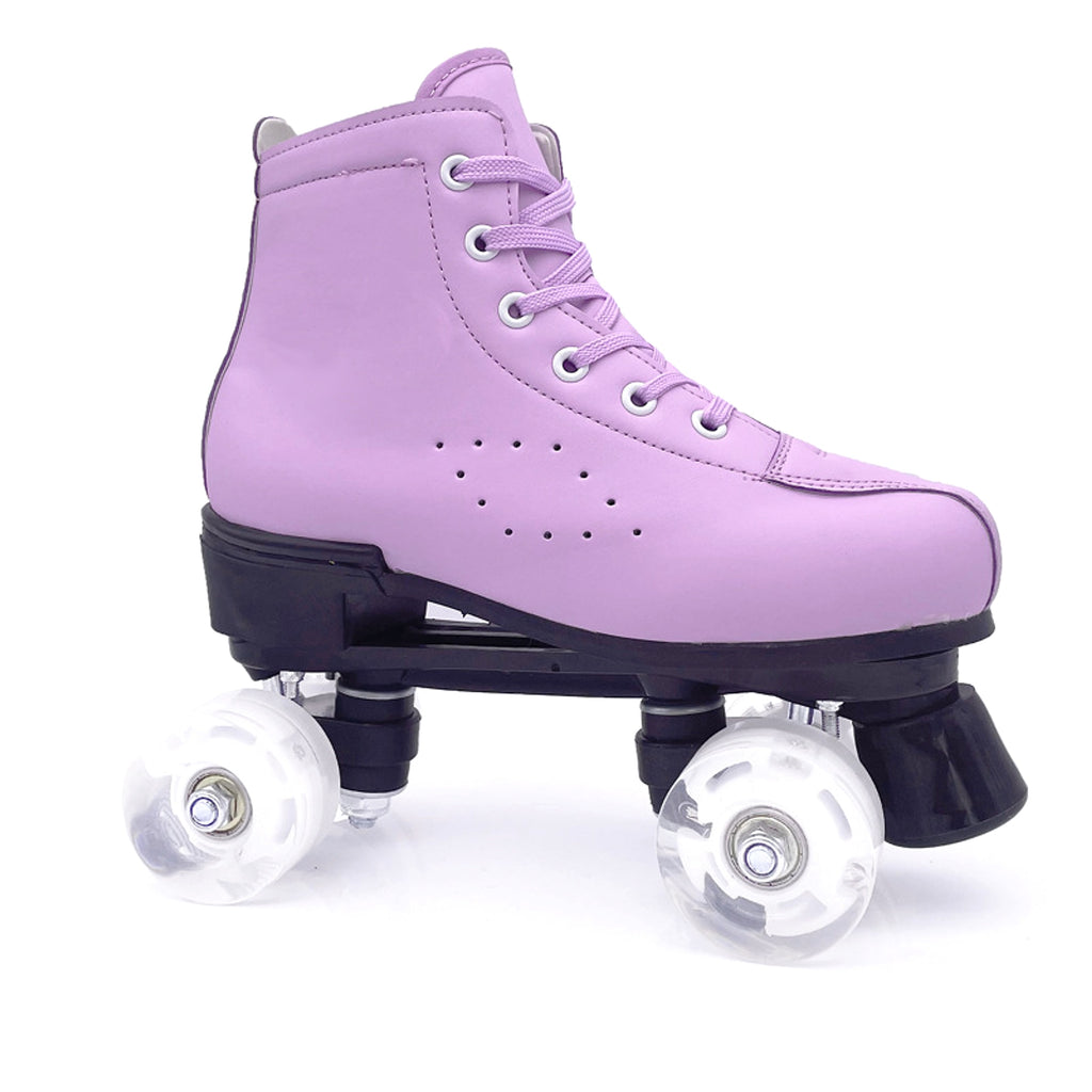 Double-row Leather Purple Roller Skates - enhanced image 4