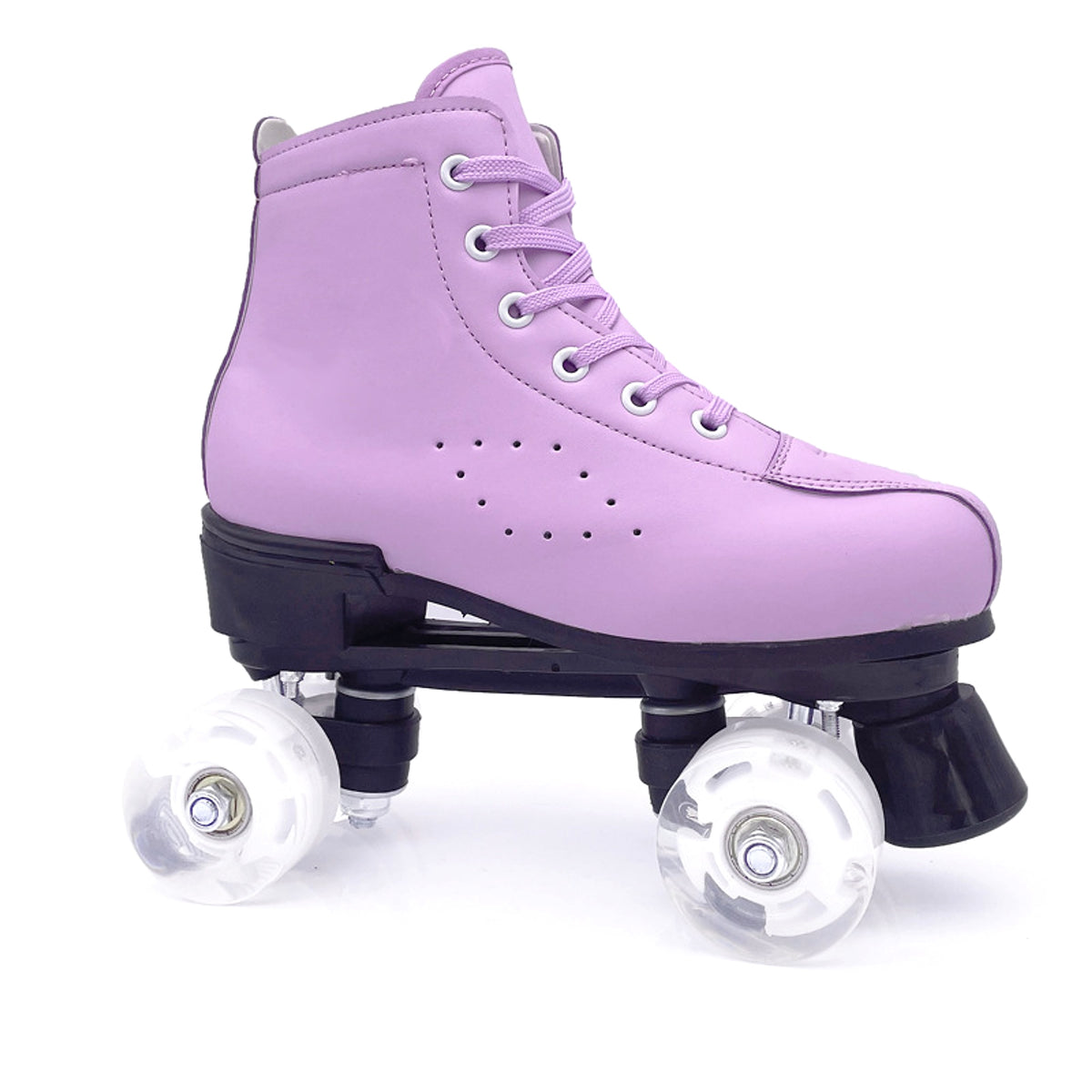 Double-row Leather Purple Roller Skates - enhanced image 4