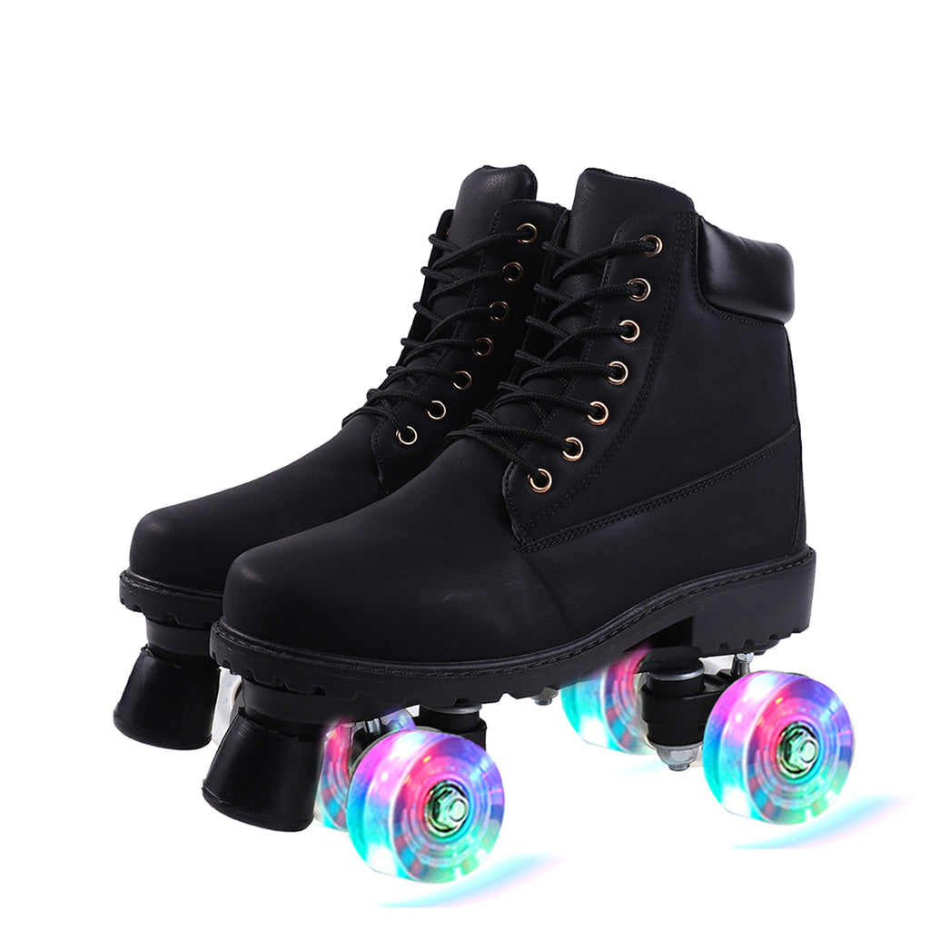 Double Row Skates Double Row Pulleys Four-roller Skates Roller Skating Flashing Wheels - enhanced image 4