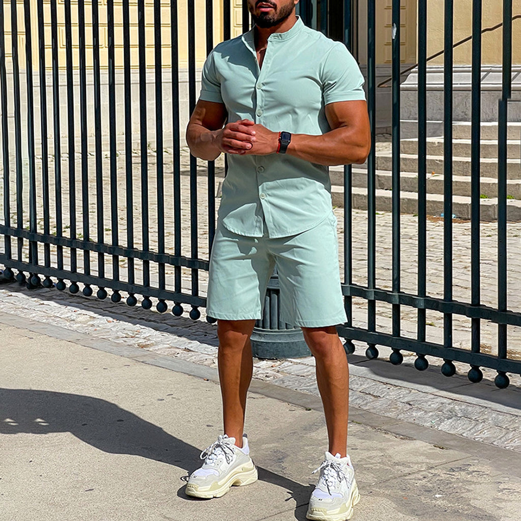 DressShirt Short Sleeve Two-piece Suit For Men - enhanced image 4