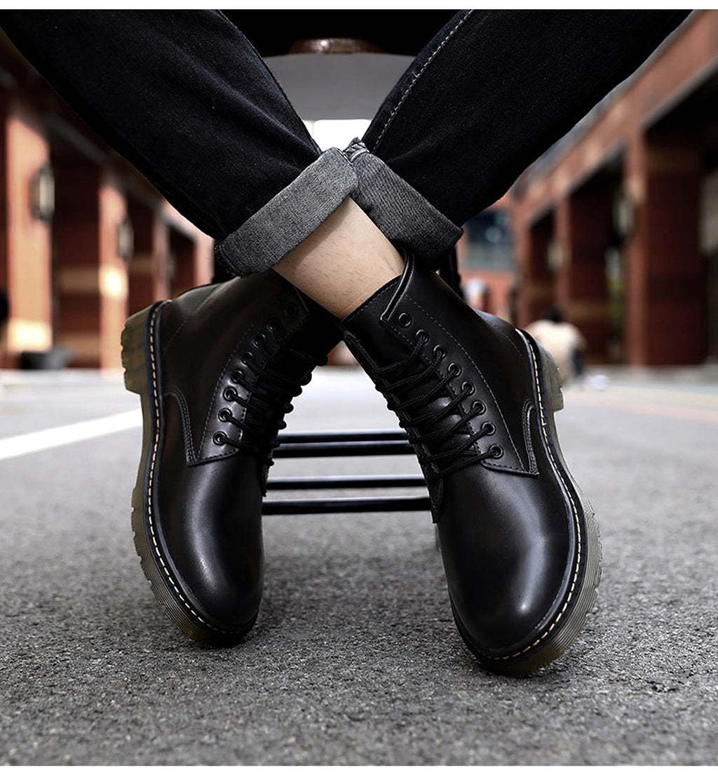 Eight-hole breathable leather boots outdoor fashion short boots - enhanced image 4