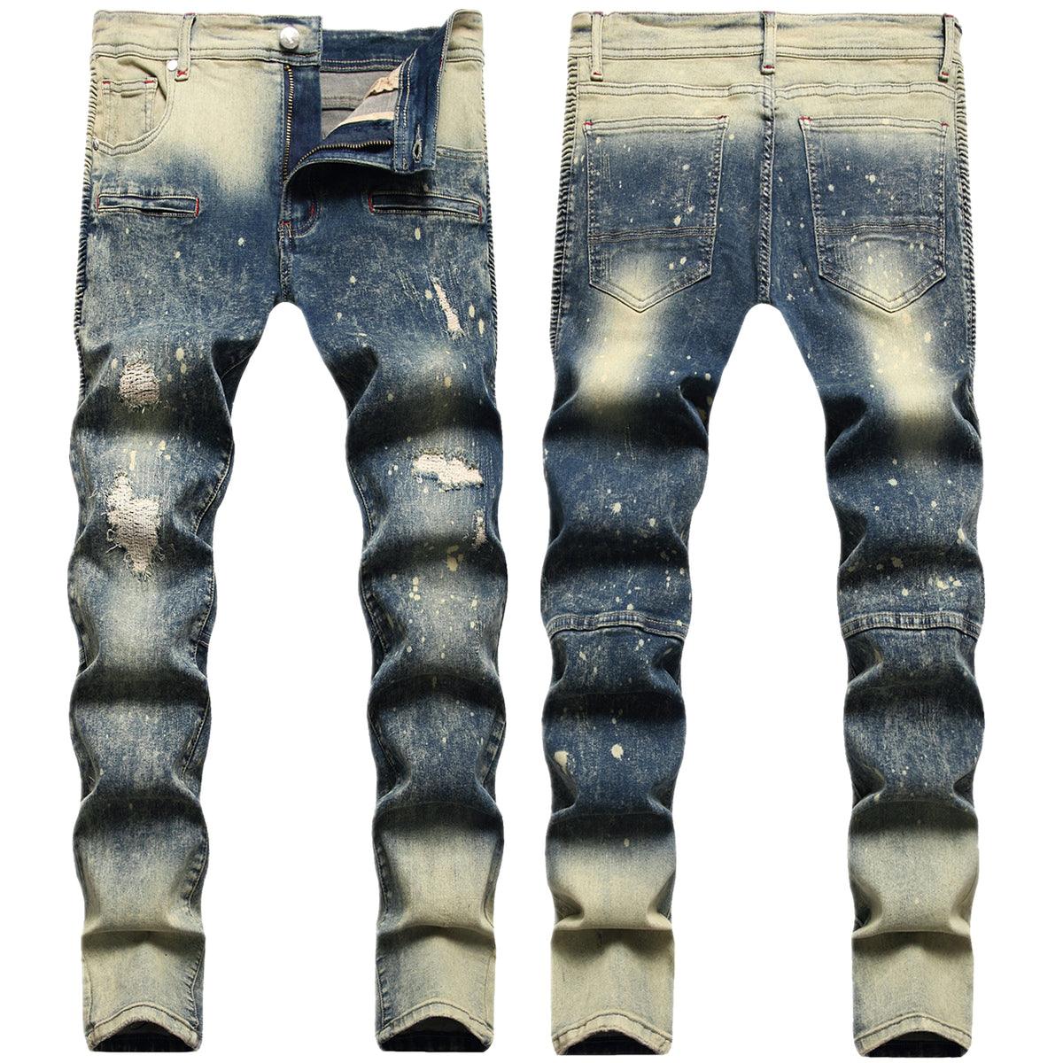 Elastic Small Straight Jeans For Men - enhanced image 4
