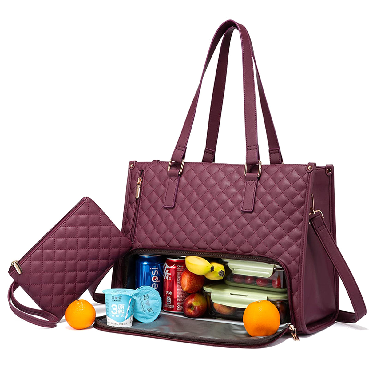 Elegant 2-in-1 Women’s Tote Bag with Insulated Lunch Compartment - enhanced image 4